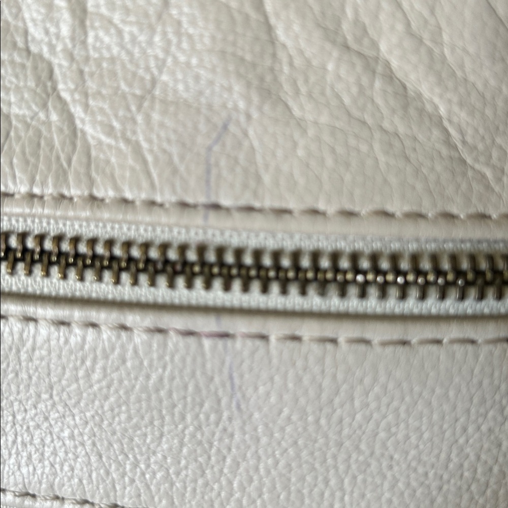 ELLIOT LUCCA LEATHER 3 ZIPPER DESIGN CREAM COLOR CROSSBODY BAG - Picture 10 of 16